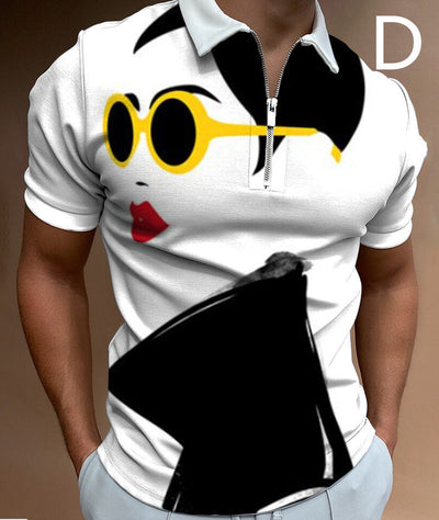 Shirts For Men Face Art Print Short Sleeve Tshirts Streetwear