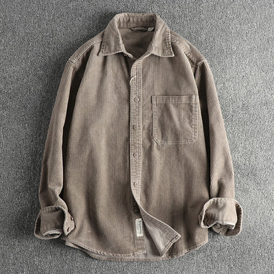 Pure Cotton Corduroy Washed Long Sleeve Shirt