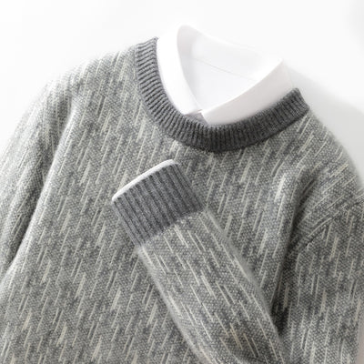 Seven-pin Thick Round Neck Woolen Sweater For Men