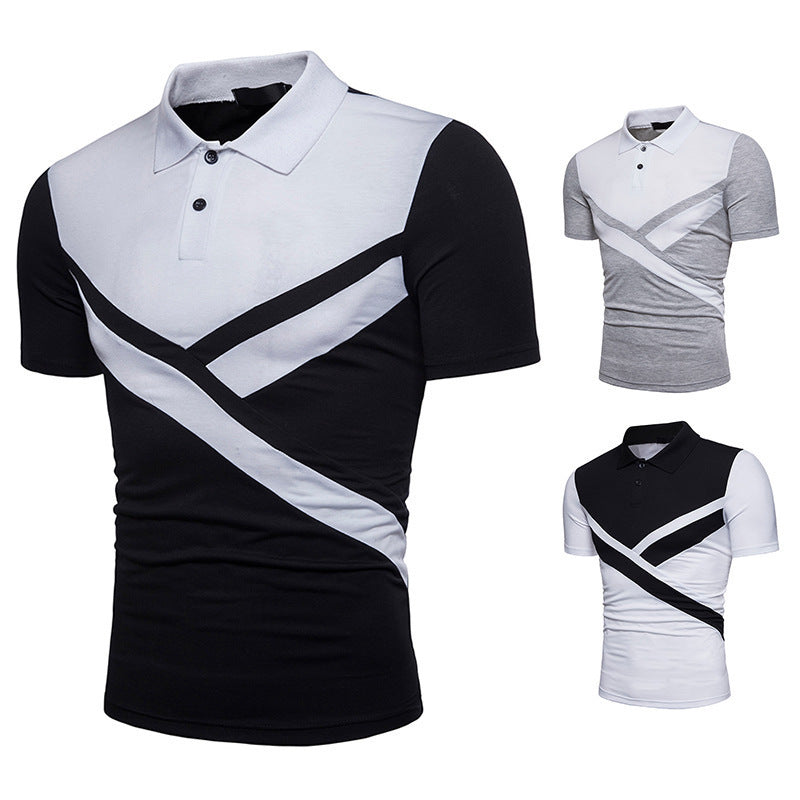 Irregular Stitching Short-Sleeved Polo TShirt