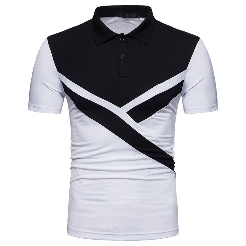 Irregular Stitching Short-Sleeved Polo TShirt