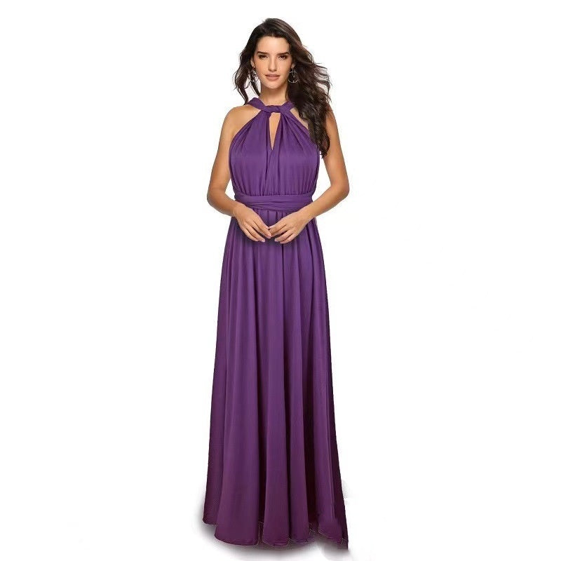 V-neck Long Dress Women Cross Strap Beauty Back Design Party Dresses