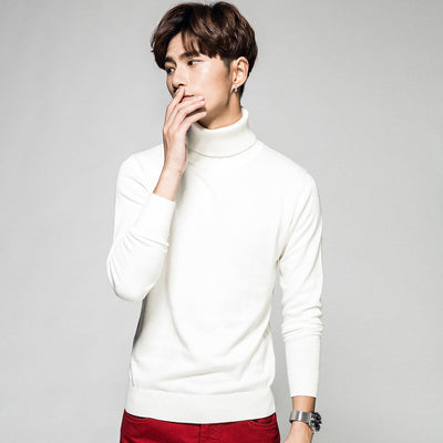 Solid Color Long Sleeve Turtleneck Pullover Men's Base Sweater