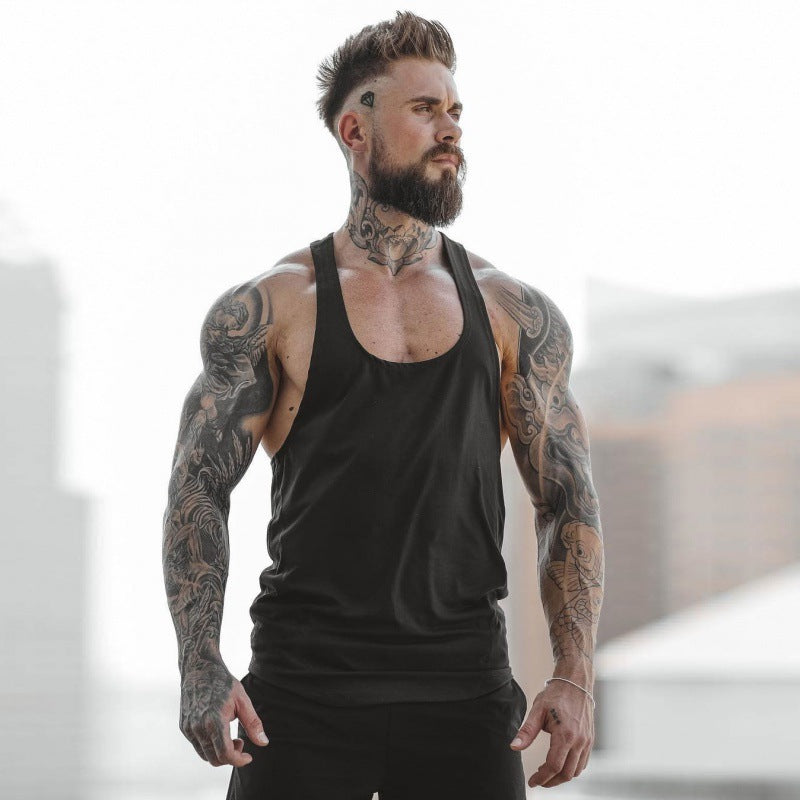 Men Gym Workout shirt With Sleeveless Tops And Halters