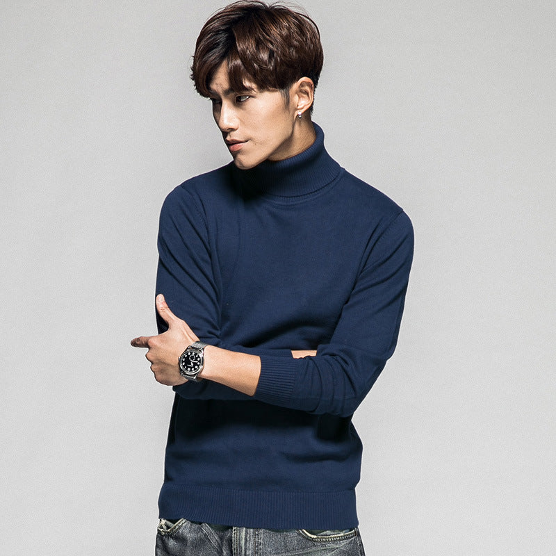 Solid Color Long Sleeve Turtleneck Pullover Men's Base Sweater