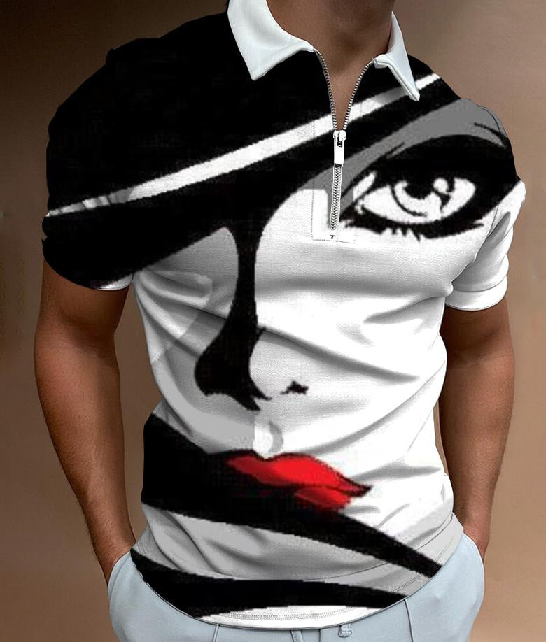 Shirts For Men Face Art Print Short Sleeve Tshirts Streetwear