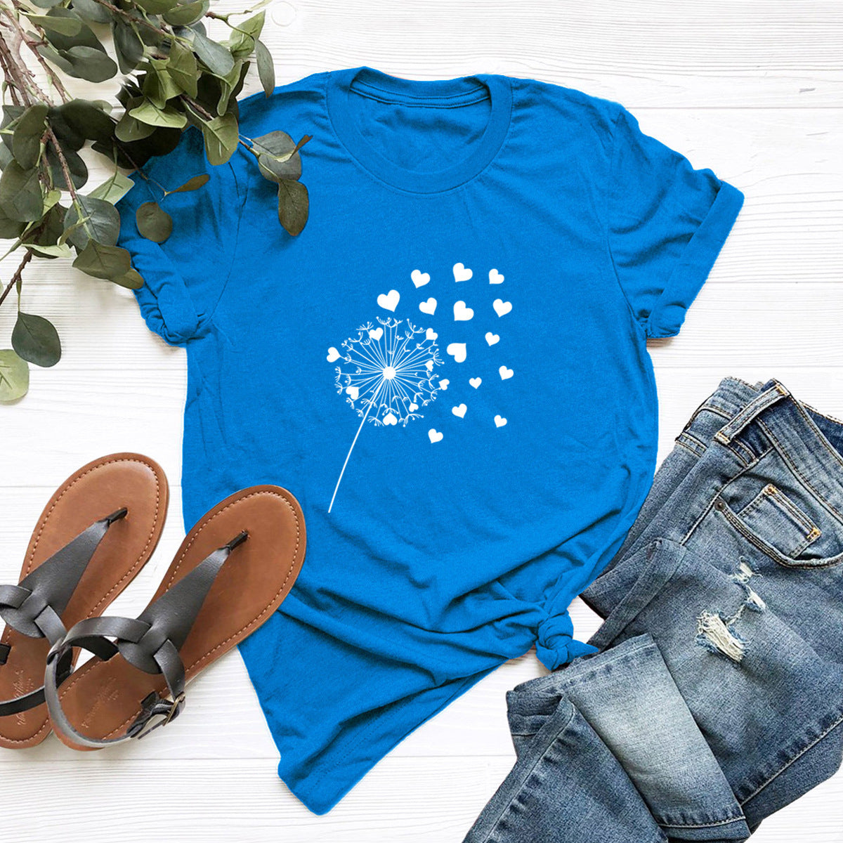 Dandelion Printed Cotton Short-sleeved T-shirt Women