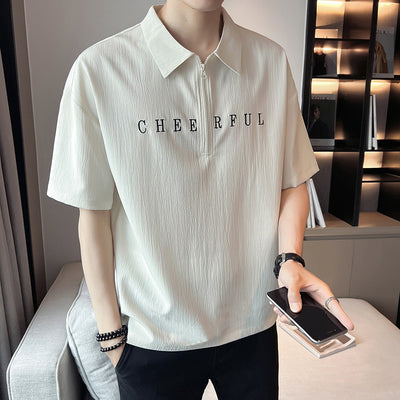 Short Sleeve Thin Polo Shirt Letter Printing Lapel T-shirt