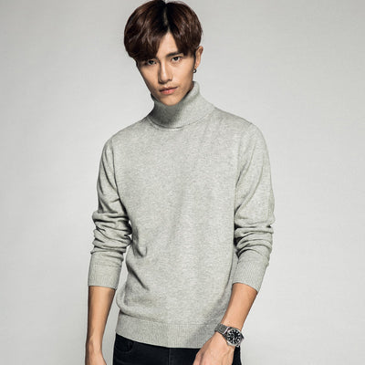 Solid Color Long Sleeve Turtleneck Pullover Men's Base Sweater