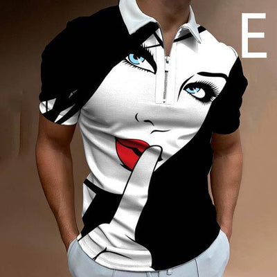 Shirts For Men Face Art Print Short Sleeve Tshirts Streetwear