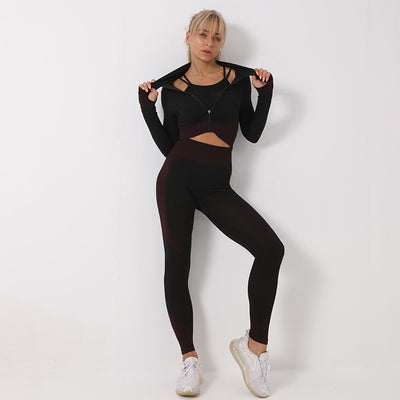 3PCS Yoga Set Seamless Sport Set Women Gym Clothing Leggings Women Crop Top Sports Bra Women Fitness Gym Outfits Tracksuit