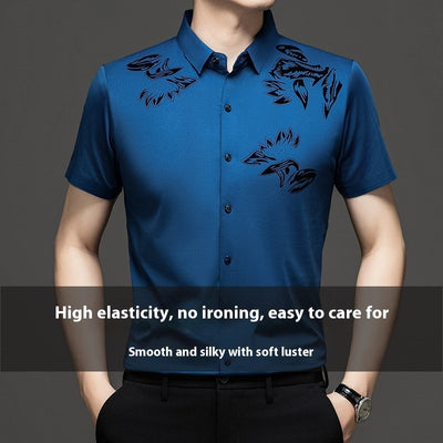 Seamless Non-ironing Silk Shirt Short Sleeve