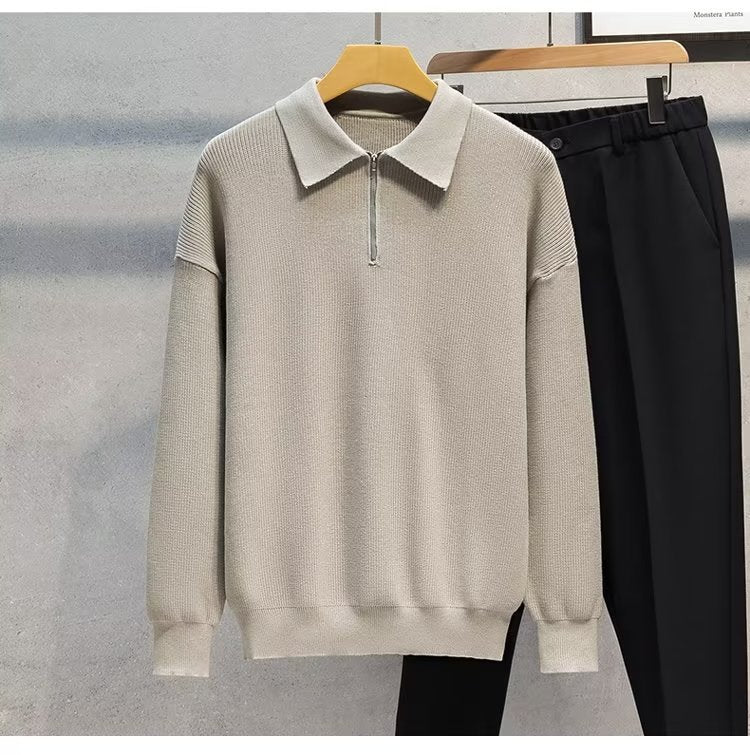 Polo Collar Slim Fit All-matching Base Sweater