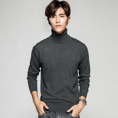 Solid Color Long Sleeve Turtleneck Pullover Men's Base Sweater